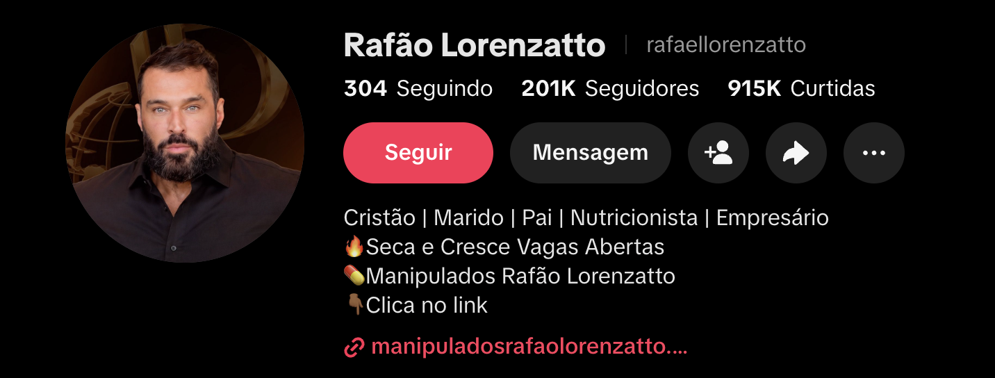 TikTok do Rafael Lorenzatto, 201 mil seguidores